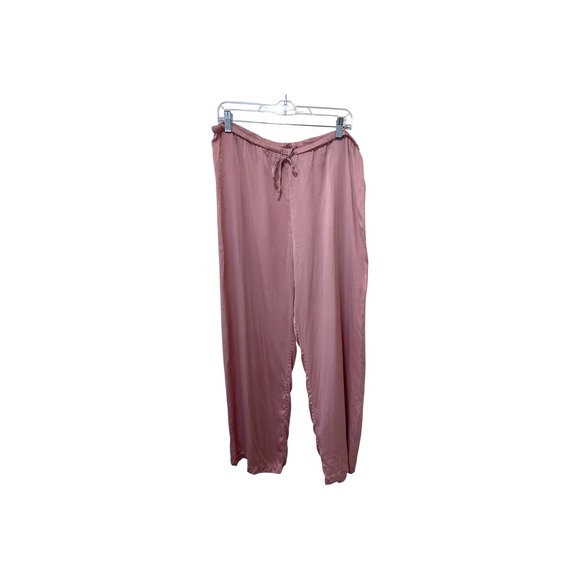 Wintersilks Silk Lounge Pants Drawstring‎ Wide Leg Comfy Casual Pink L - Picture 1 of 3